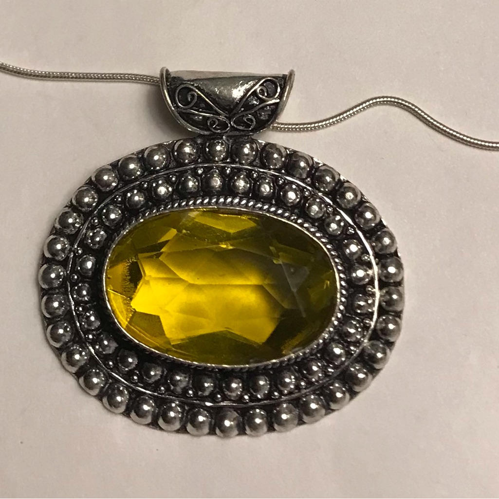 Citrine Stamped 925 Sterling Silver Necklace
